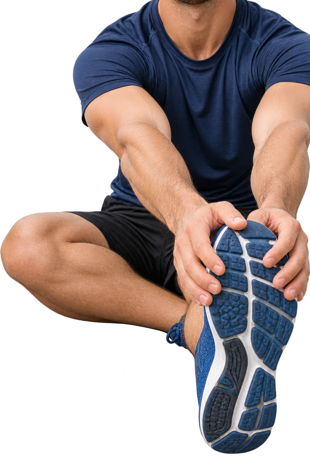 Runner stretching his leg