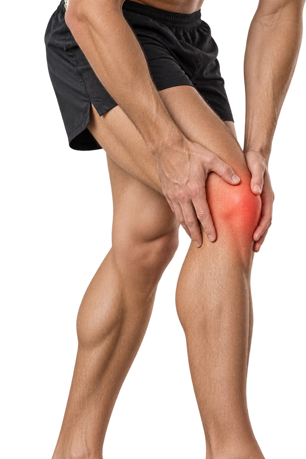 Athlete holding a sore knee